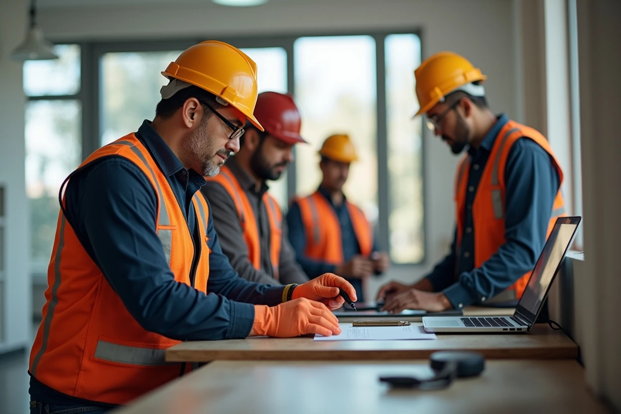 Equipo realizando diagnóstico en tablero